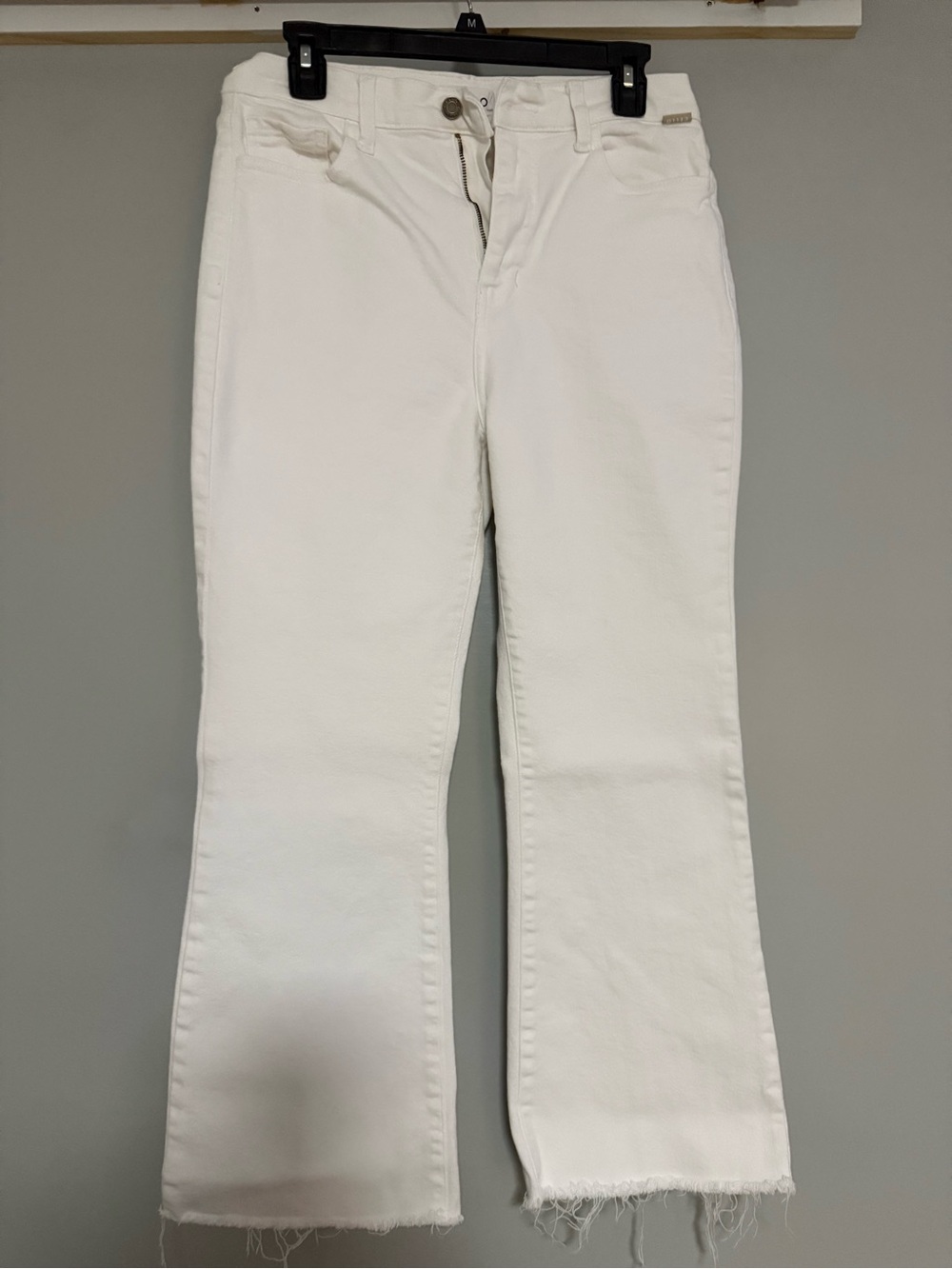Cello White Flare Jeans with Raw Hem